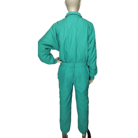 VTG 70s 80s Sky Lion Teal Snowmobile Ski Bib Snow Snowsuit Women's Size Medium - Picture 8 of 9
